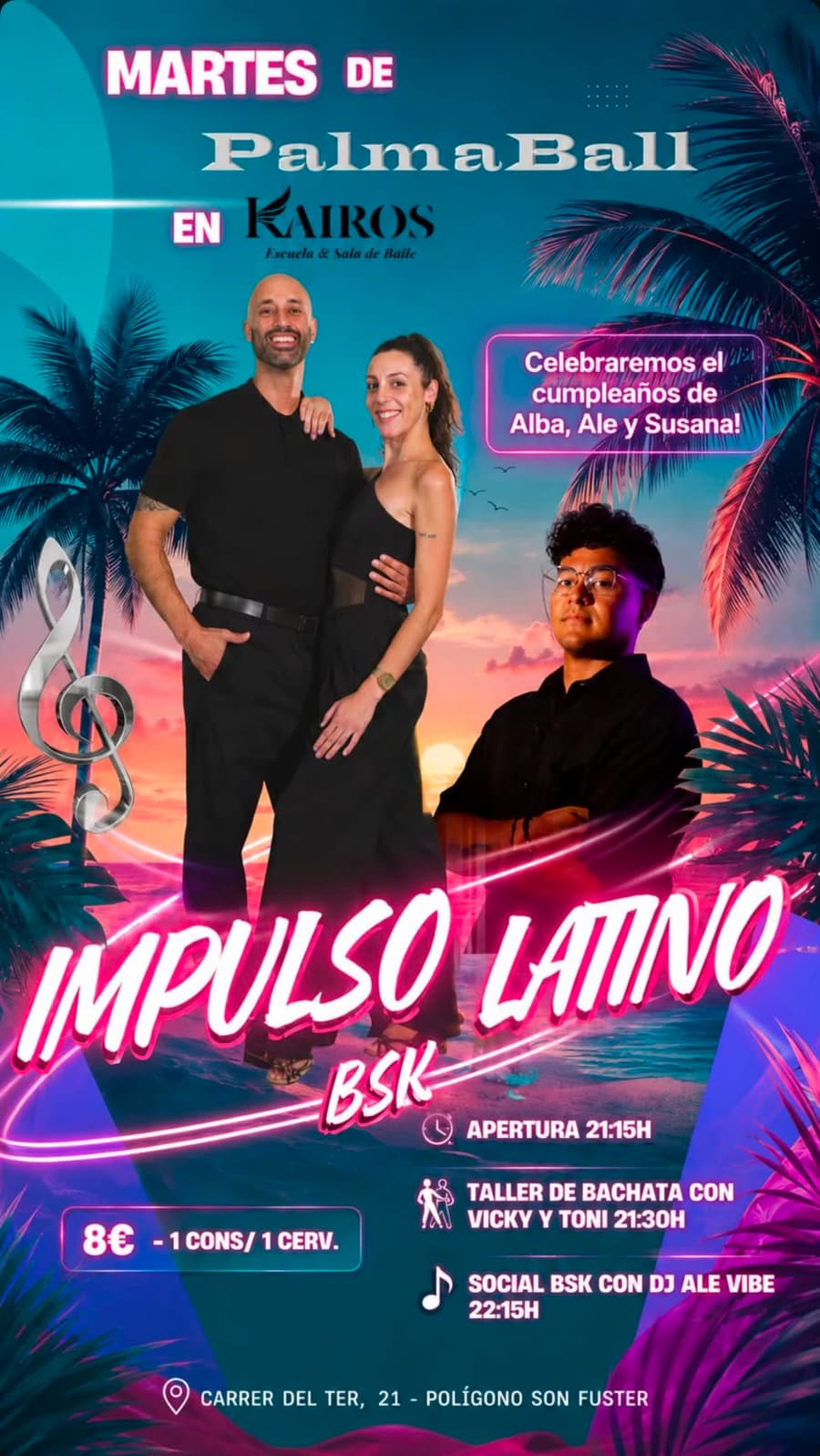 Cartel de Impulso Latino, social de los martes en Kairos